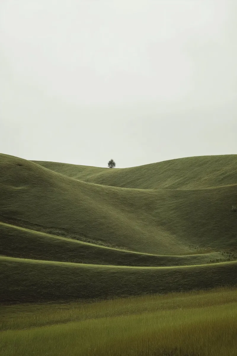Hillside Landscape with Lone Tree canvas by Indigo Tides Art