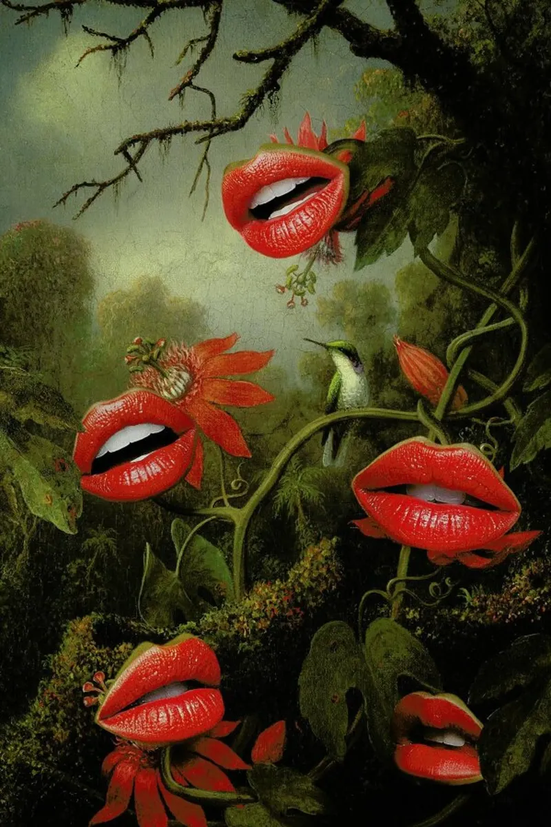 Jungle Of The Carnivores poster con telaio in plastica da Jonas Loose