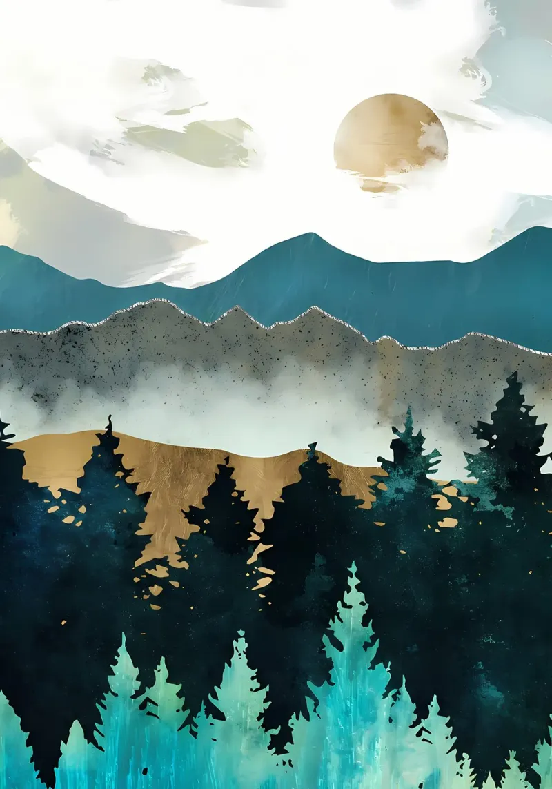 Nebbia della foresta poster con telaio in plastica da Albert S Jacob