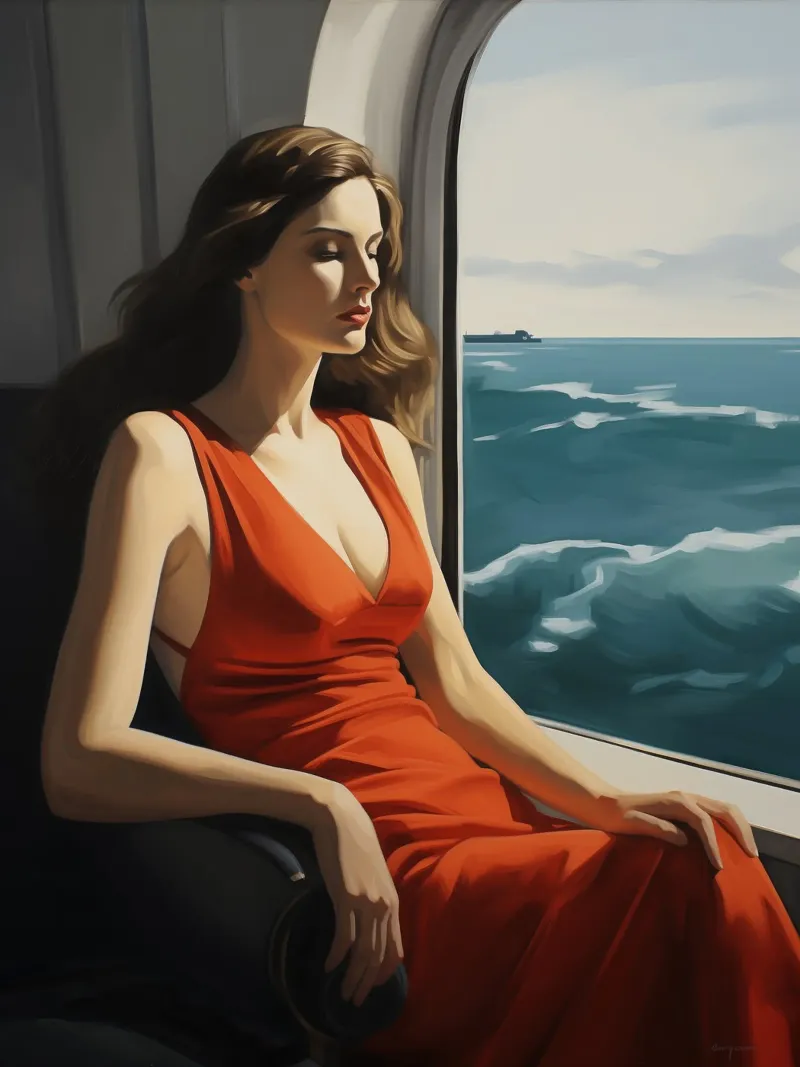 The Crossing | Schilderij geïnspireerd door E. Hopper canvas met Baklijst van Autofocus