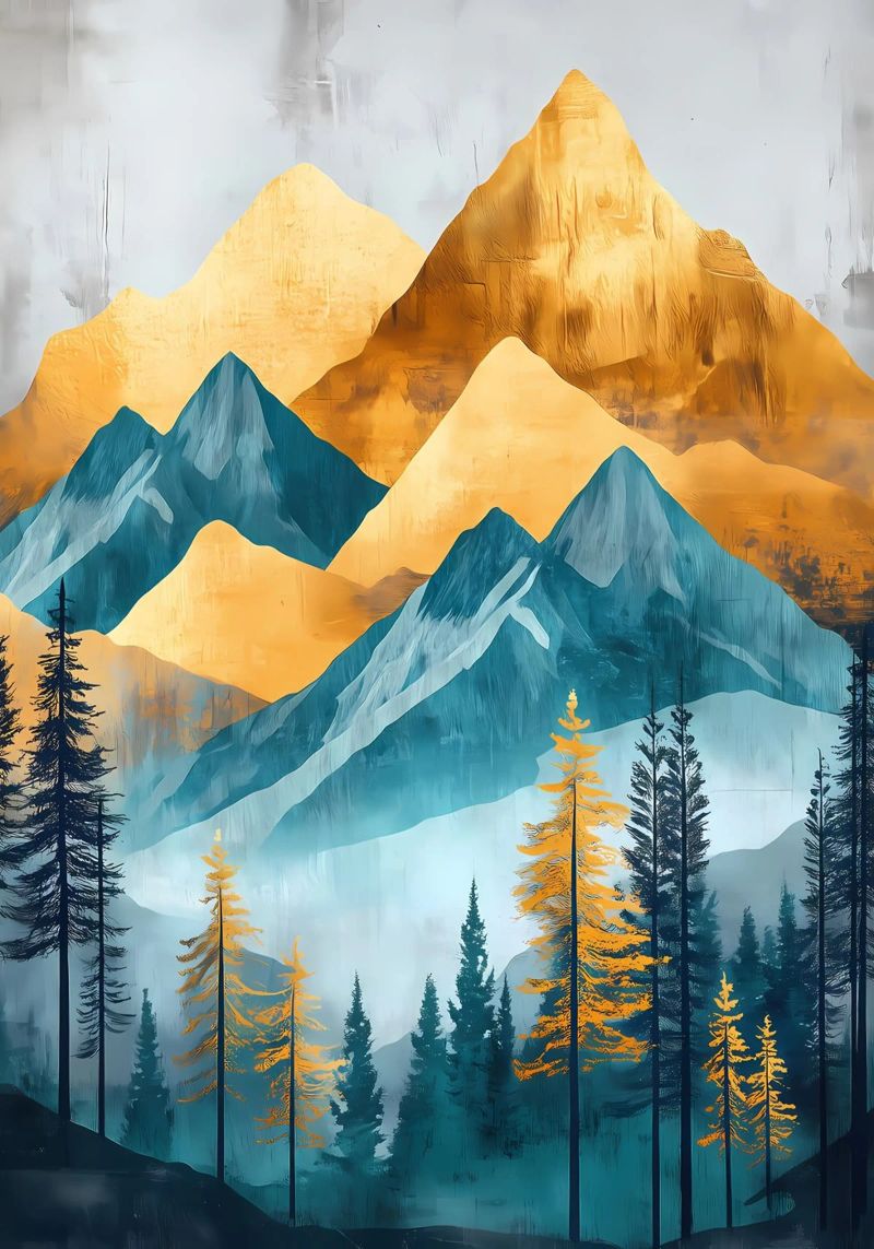 Golden Mountain Landscape poster by Albert S Jacob