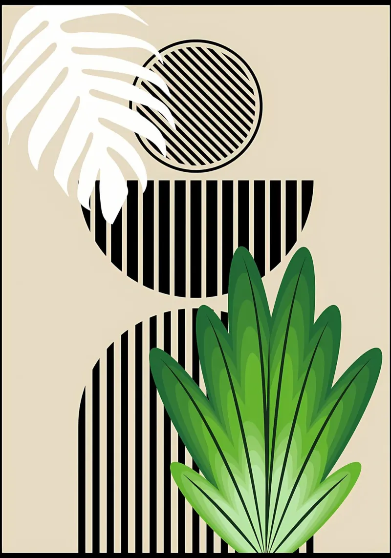 Tropical Geometric Art Print poster with wooden frame by James M Coyle