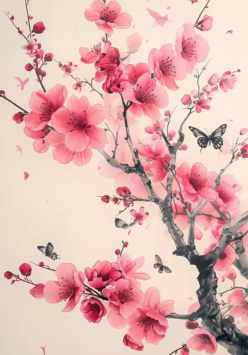 Acquerello sui fiori di ciliegio pellicola backlit da Rebecca Clark Wyrick