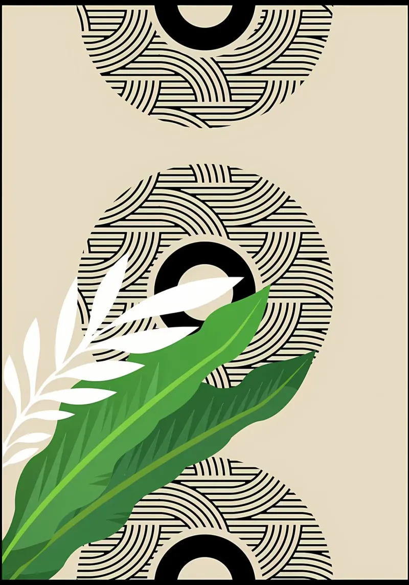 Tropical Geometric Art Print canvas with Floater frame by James M Coyle