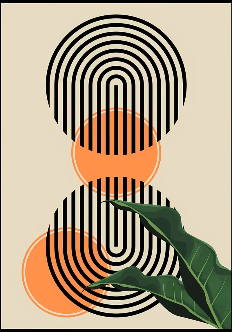 Mid-Century Modern Art Print poster with wooden frame by James M Coyle