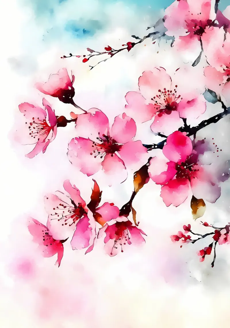 Fiori di sakura acquerello pellicola backlit da Rebecca Clark Wyrick