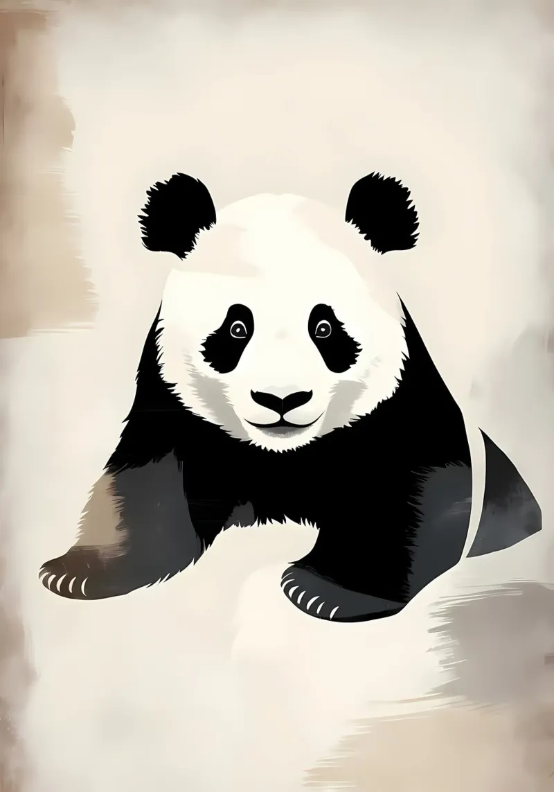 Illustrazione vintage di un panda carino pellicola backlit da James M Coyle