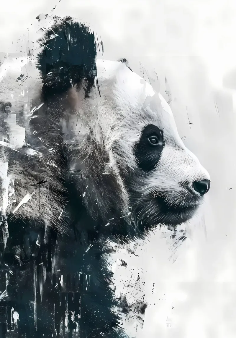 Quadro del profilo del panda carta hahnemühle da James M Coyle