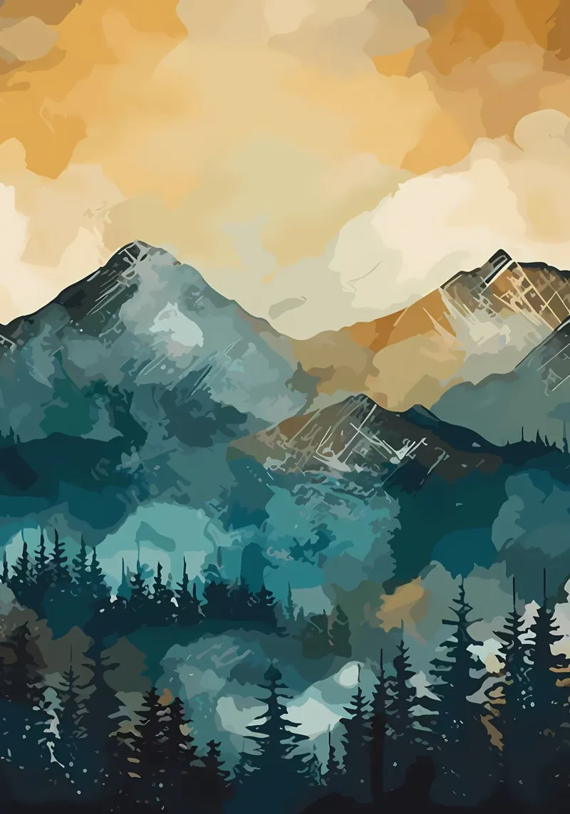 Mountainous Forest hahnemühle by Albert S Jacob