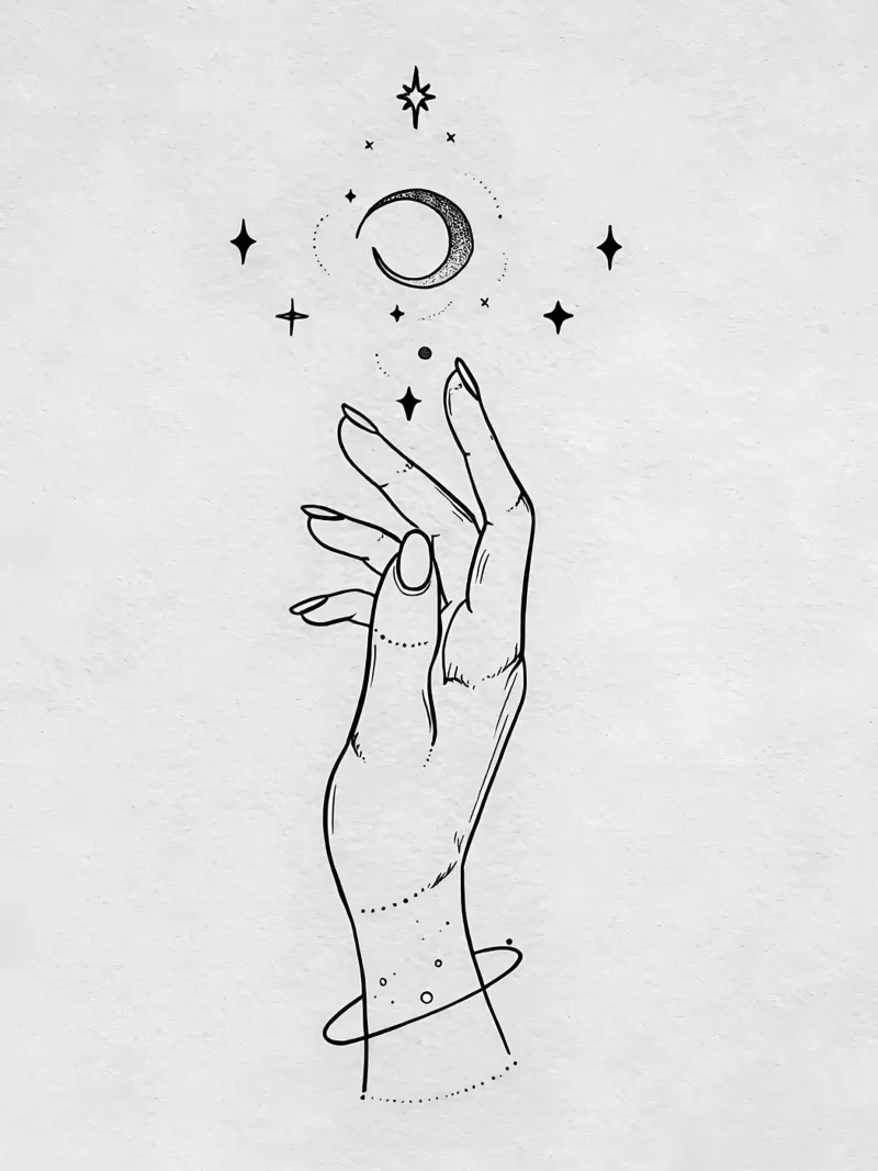 To The Moon And Stars Minimalist Line Art canvas by Viv Line Art