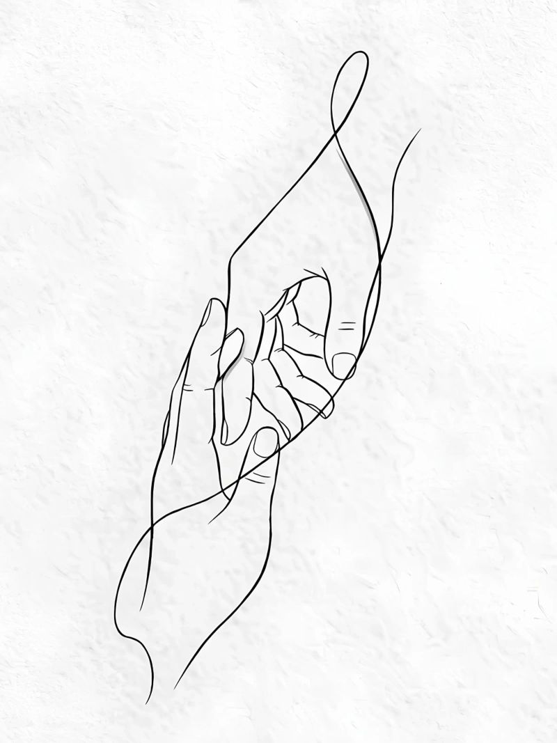 Mani connesse Line Art minimalista pellicola backlit da Viv Line Art