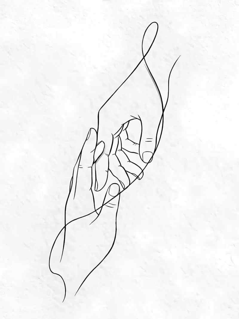 Mani connesse Line Art minimalista carta hahnemühle da Viv Line Art
