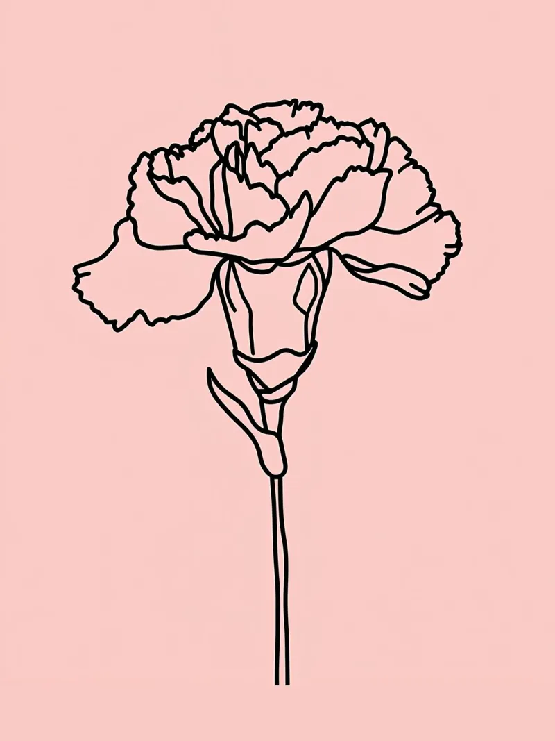 Garofano Fiore Line Art minimalista pellicola backlit da Viv Line Art