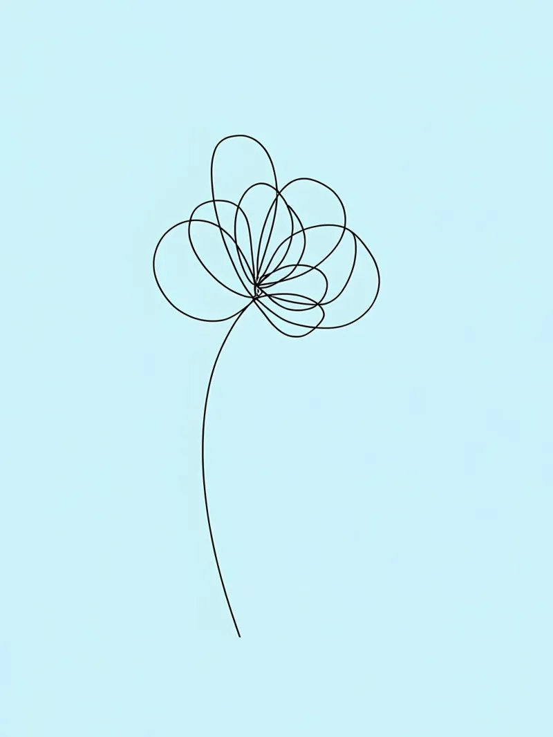 Fiori a linea singola Arte lineare minimalista pellicola backlit da Viv Line Art