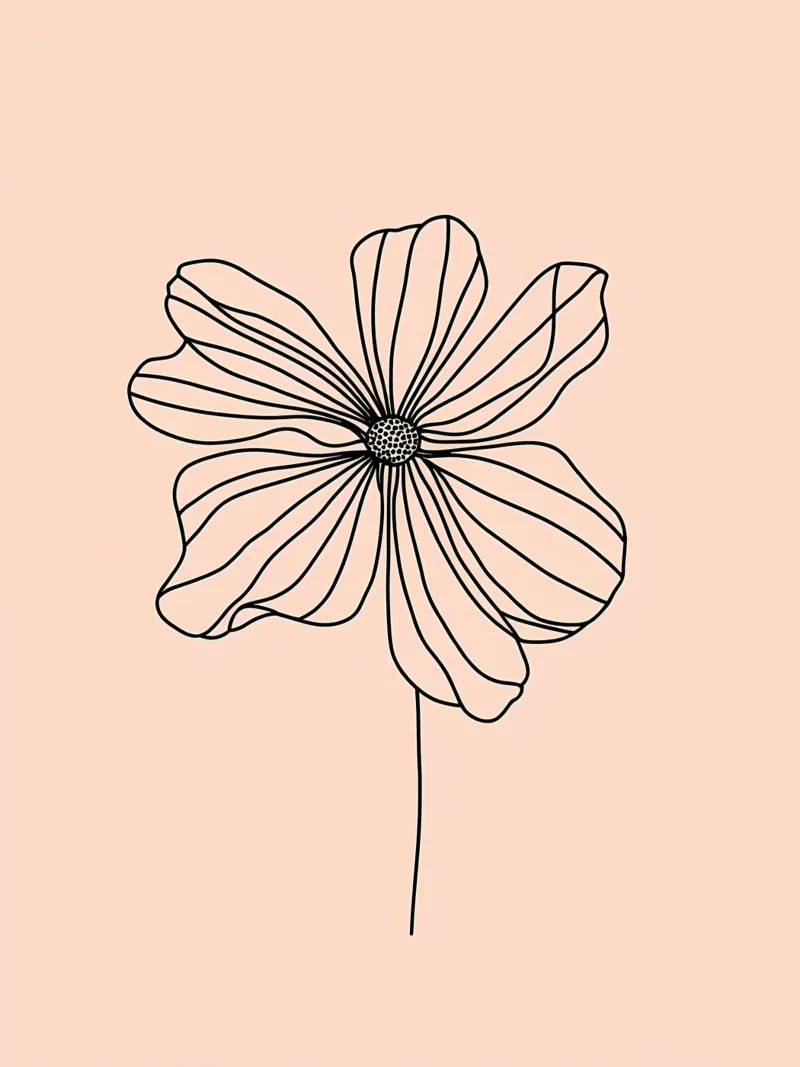 Line art minimalista floreale pellicola backlit da Viv Line Art