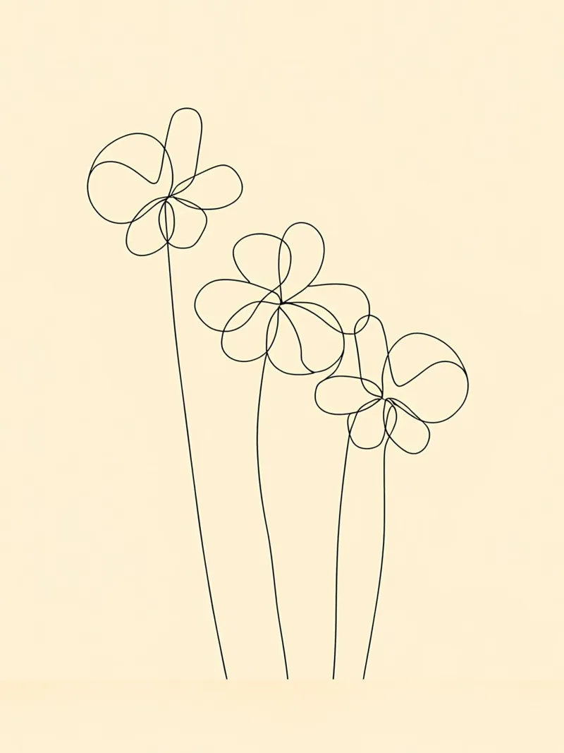 Fiori Line Art minimalista pellicola backlit da Viv Line Art