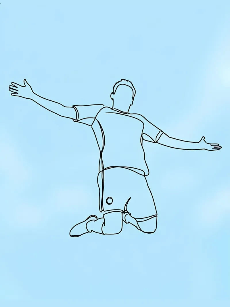 Soccer Celebration Minimalist Line Art canvas by Viv Line Art