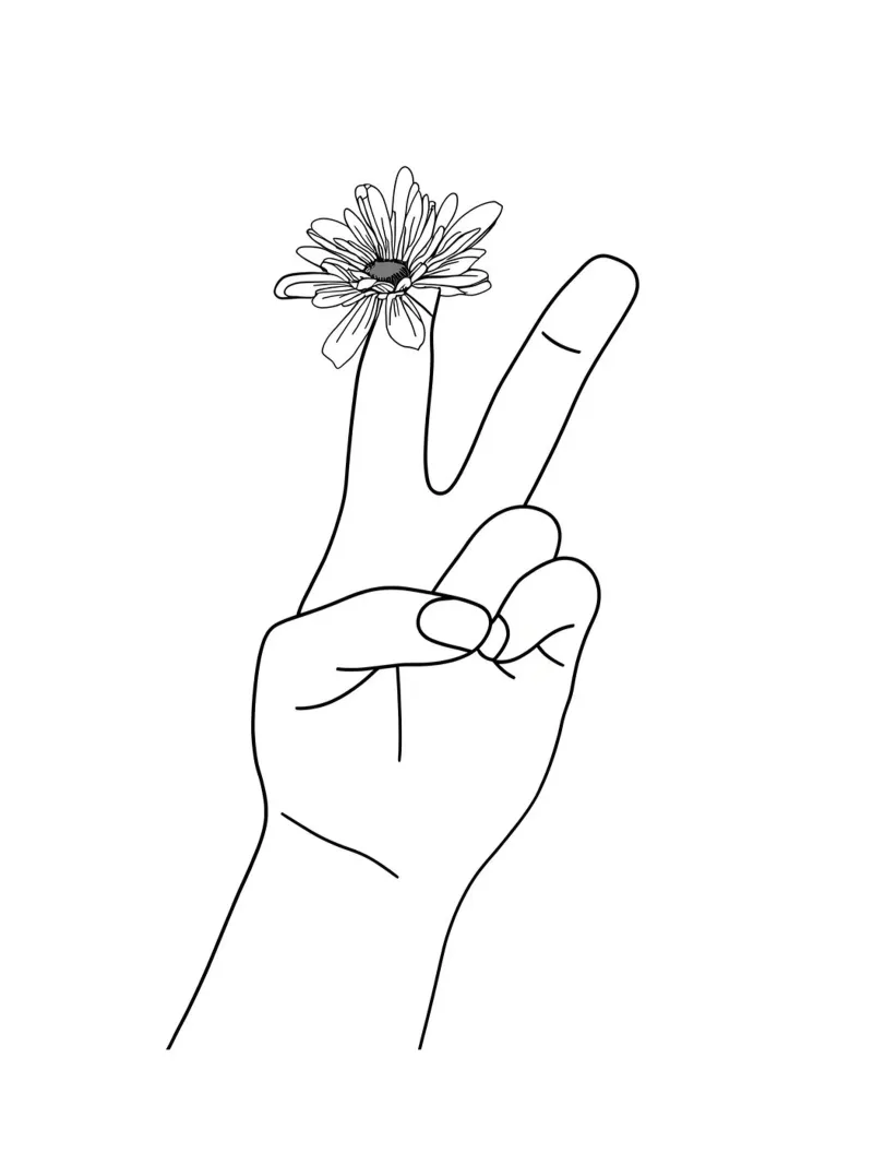Vittoria con fiore Line Art minimalista pellicola backlit da Viv Line Art