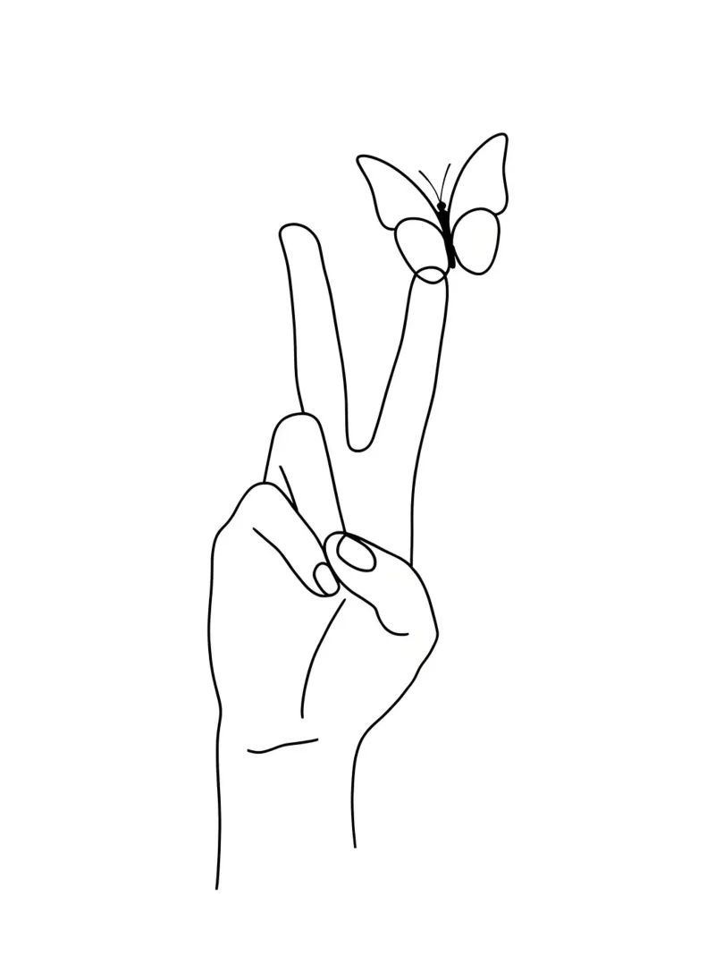 Vittoria con farfalla Line Art minimalista pellicola backlit da Viv Line Art