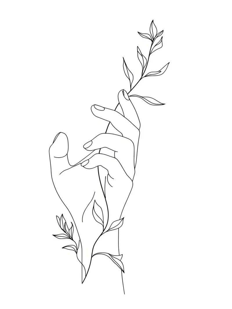 Fiore in mano Line Art minimalista plexiglass da Viv Line Art