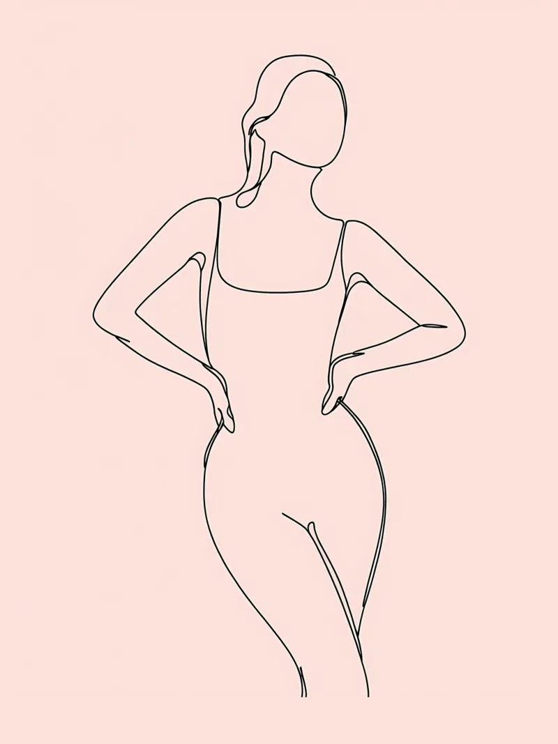 Donna Line Art minimalista pellicola backlit da Viv Line Art