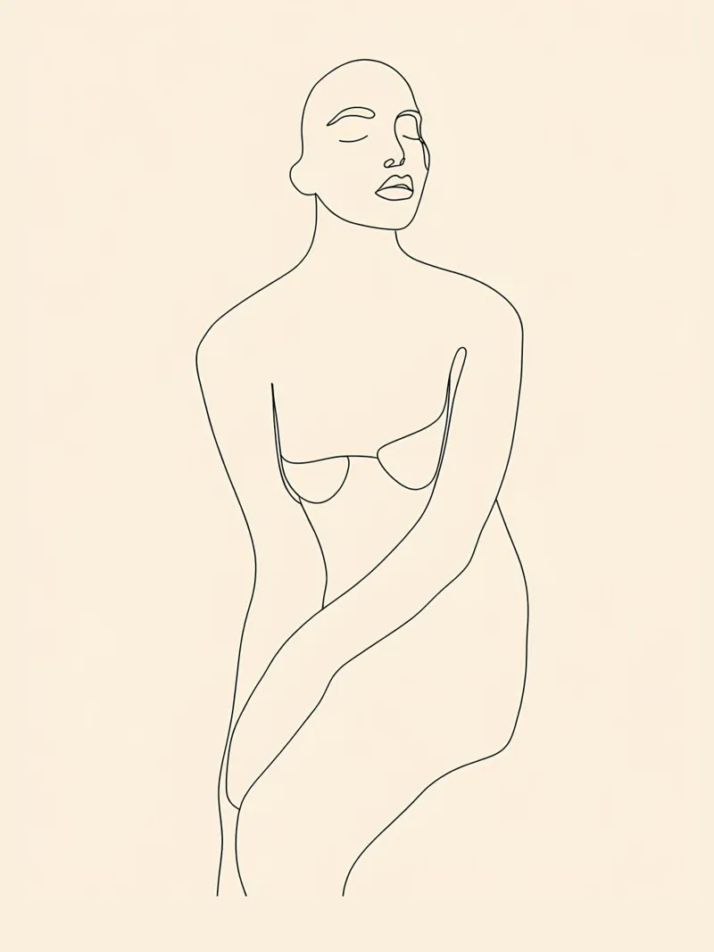 Donna Line Art minimalista pellicola backlit da Viv Line Art