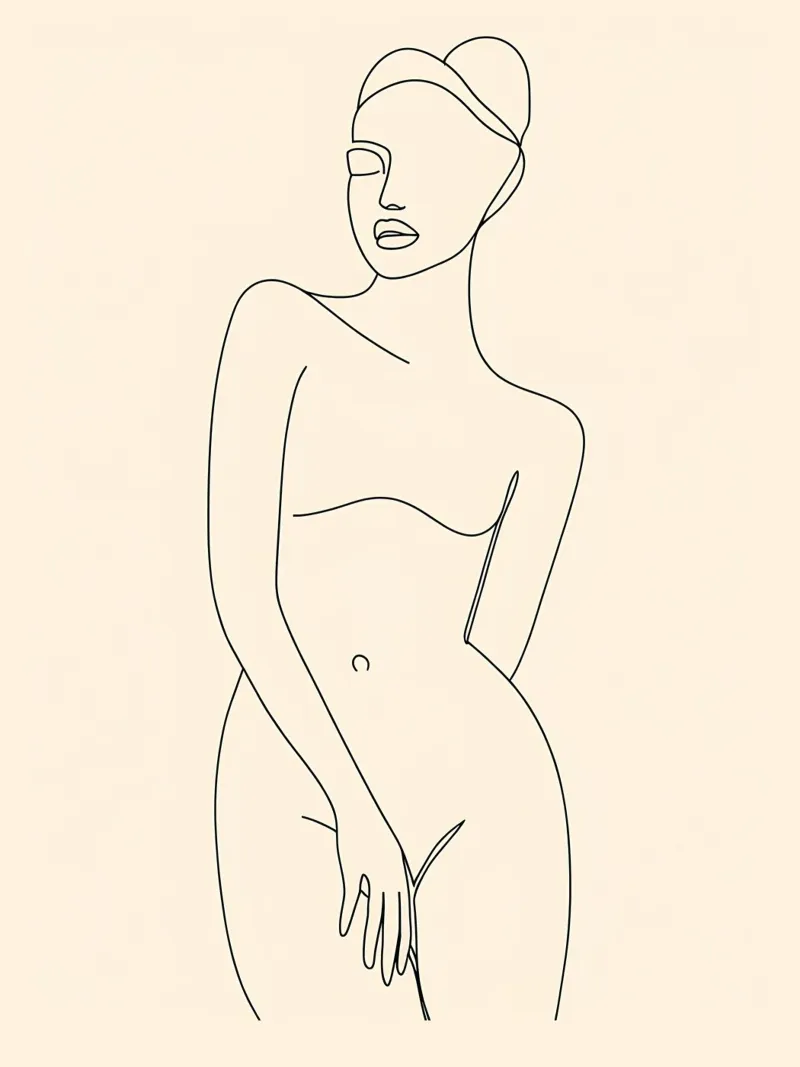 Donna Line Art minimalista pellicola backlit da Viv Line Art