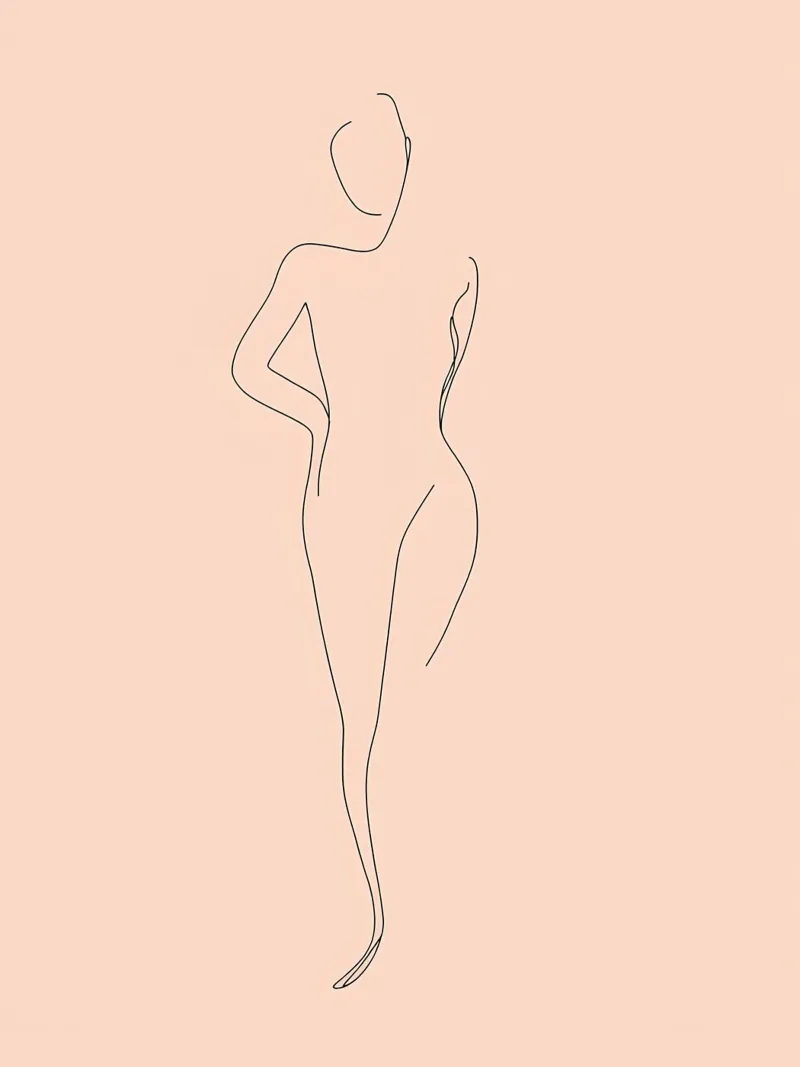 Frau Körper Minimalist Line Art Poster mit Aluminium Rahmen von Viv Line Art