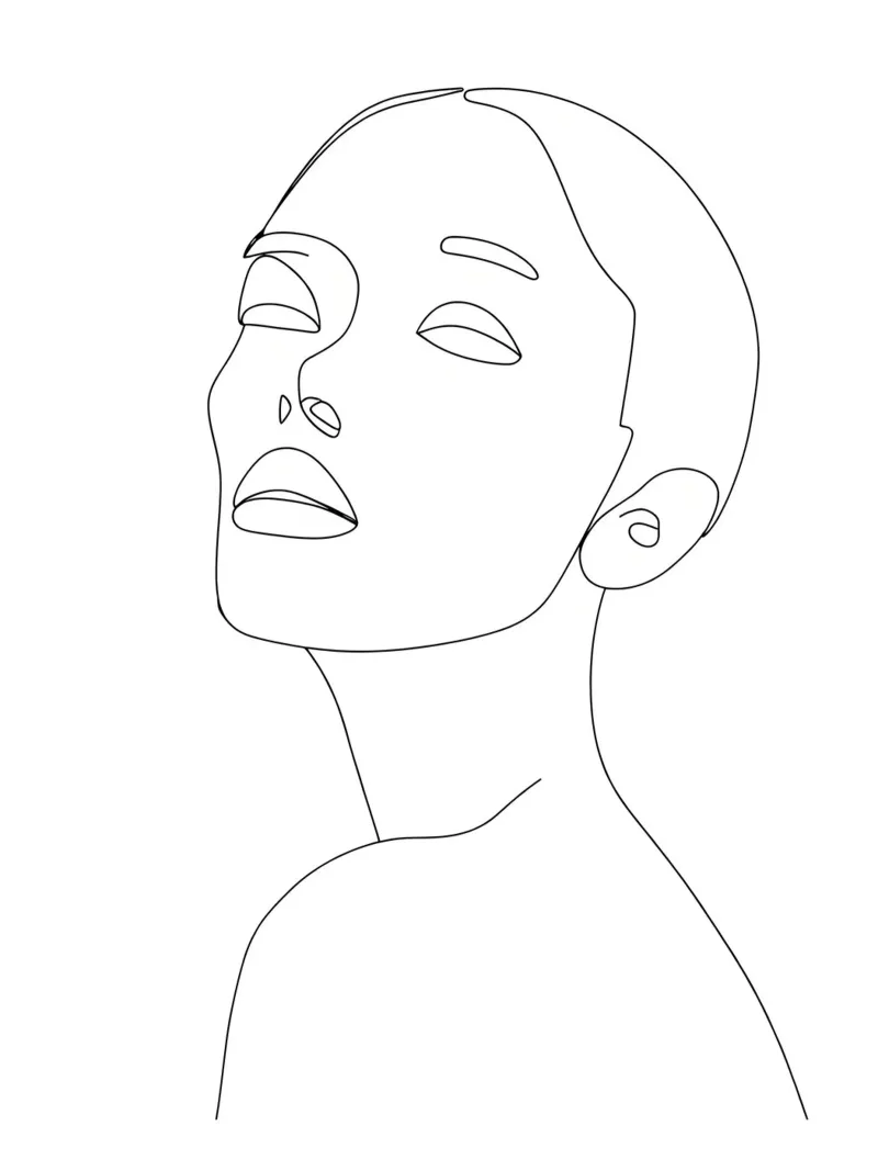 Vrouw Gezicht Minimalistisch Lijn Art hahnemühle van Viv Line Art