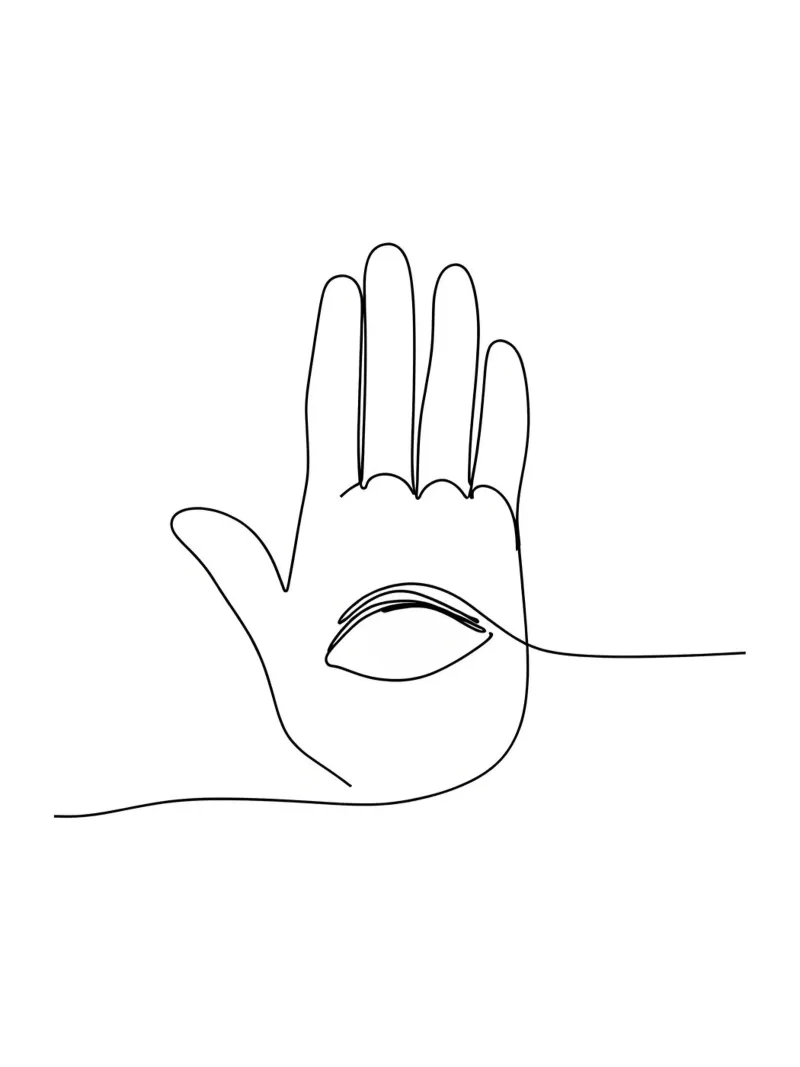 Eye In Hand 2 Minimalist Line Art canvas with Floater frame by Viv Line Art