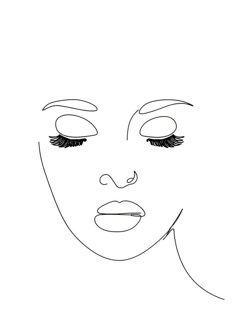 Woman Face Minimalist Line Art canvas by Viv Line Art