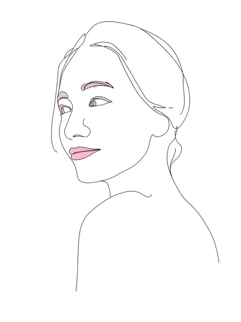 Volto di donna Line Art minimalista pellicola backlit da Viv Line Art