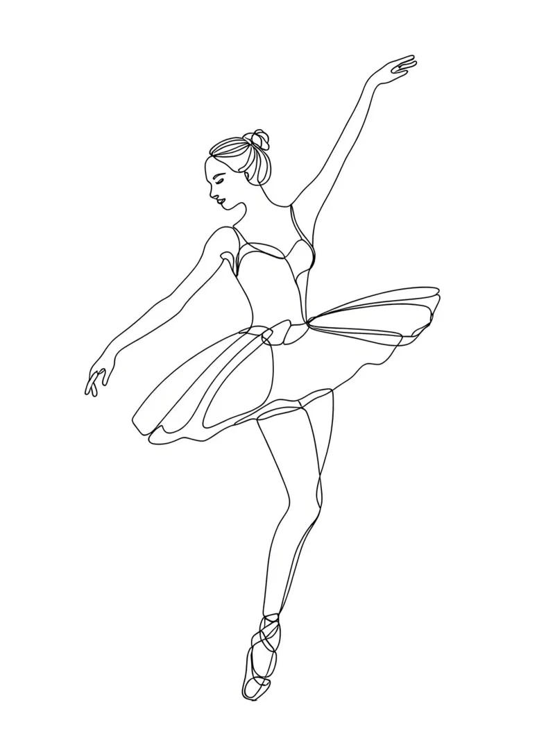 Femme dansante Dessin au trait minimaliste poster de Viv Line Art