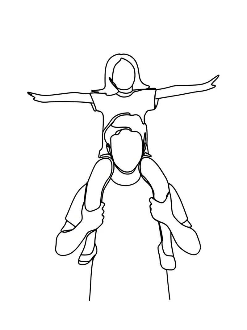 Dad and Daughter Minimalist Line Art canvas by Viv Line Art