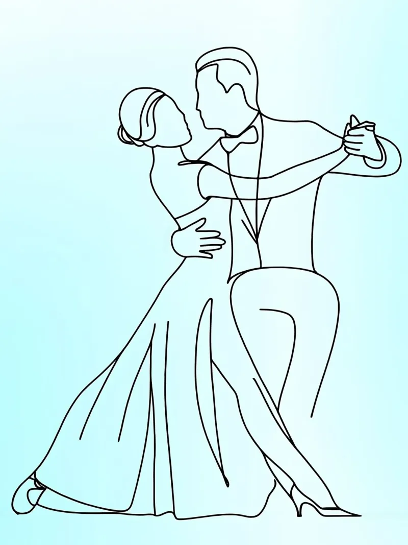 Coppia che balla Line Art minimalista carta hahnemühle da Viv Line Art