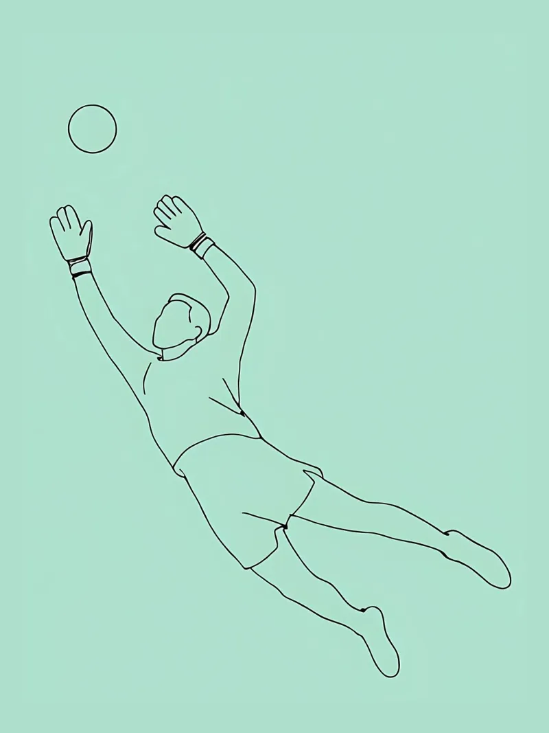Gardien de but de football Dessin au trait minimaliste poster de Viv Line Art