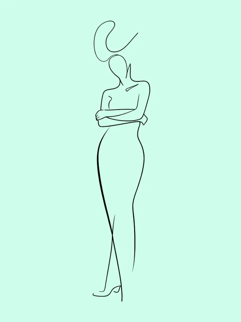 Frau Körper Minimalist Line Art Leinwand mit Schattenfugenrahmen von Viv Line Art