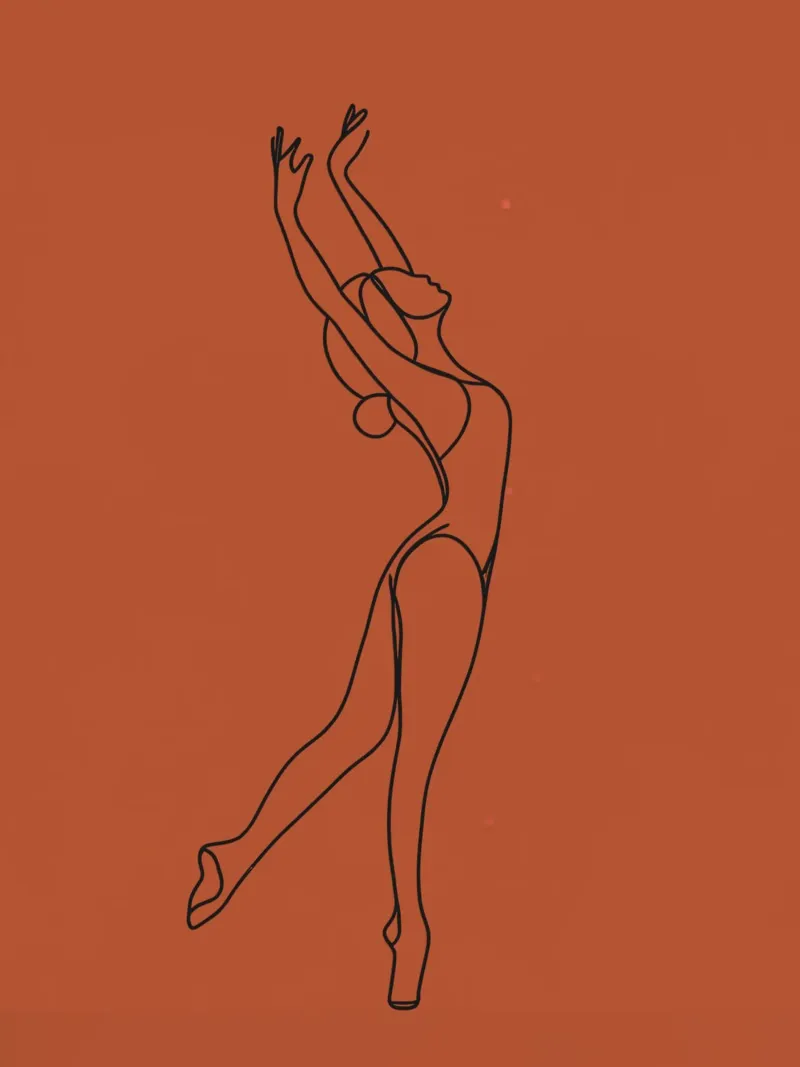 Donna danzante Line Art minimalista pellicola backlit da Viv Line Art