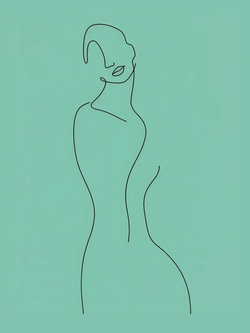 Frau Körper Minimalist Line Art Leinwand mit Schattenfugenrahmen von Viv Line Art