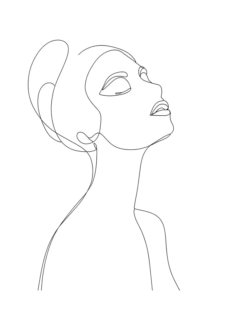 Volto di donna Line Art minimalista pellicola backlit da Viv Line Art