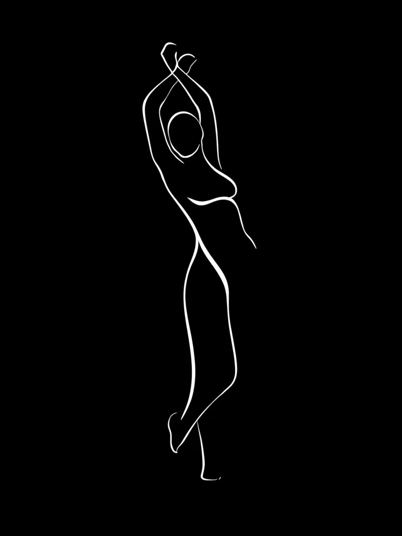 Frau Körper Minimalist Line Art Poster mit Aluminium Rahmen von Viv Line Art