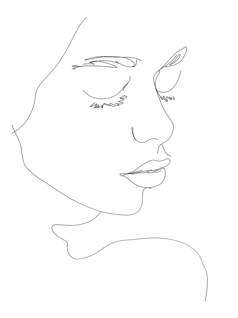 Woman Face Minimalist Line Art hahnemühle by Viv Line Art
