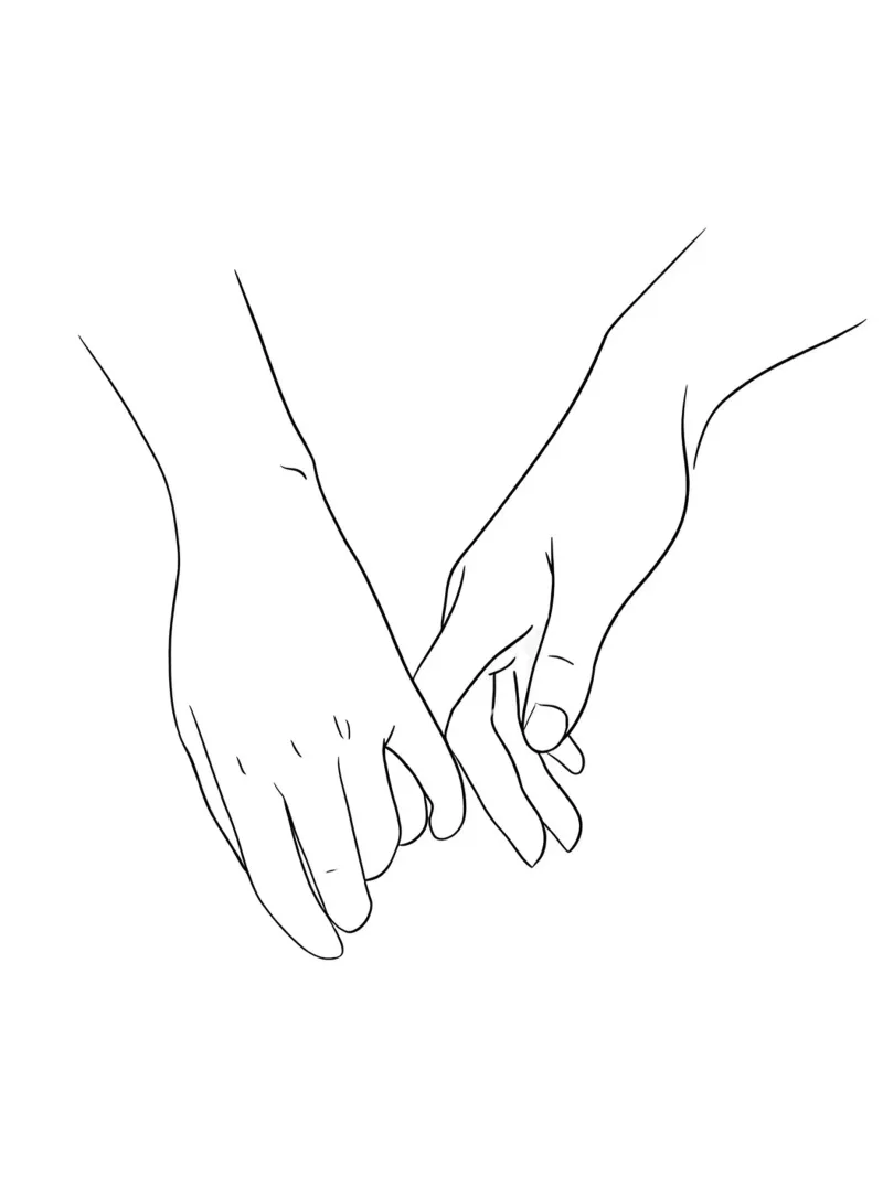 Cogidos de la mano Minimalist Line Art metacrilato de Viv Line Art