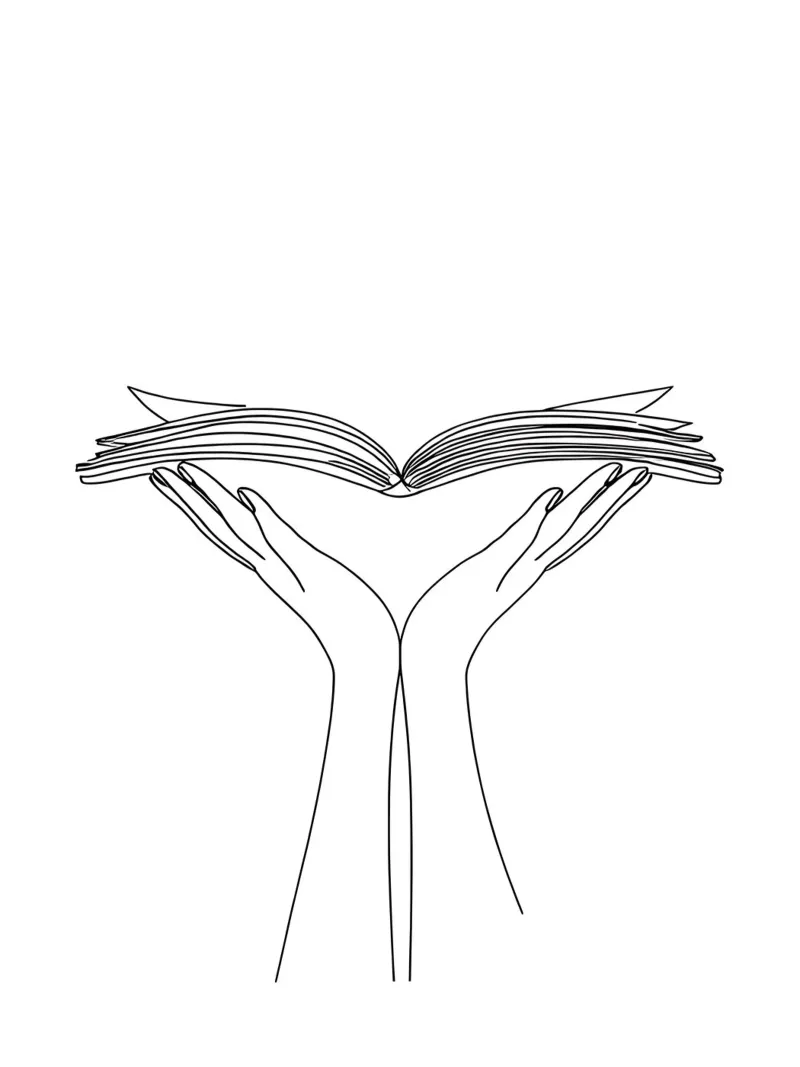 Libro aperto Line Art minimalista pellicola backlit da Viv Line Art