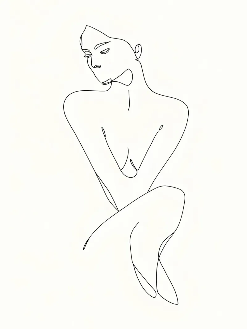 Frau Körper Minimalist Line Art Backlit Folie von Viv Line Art