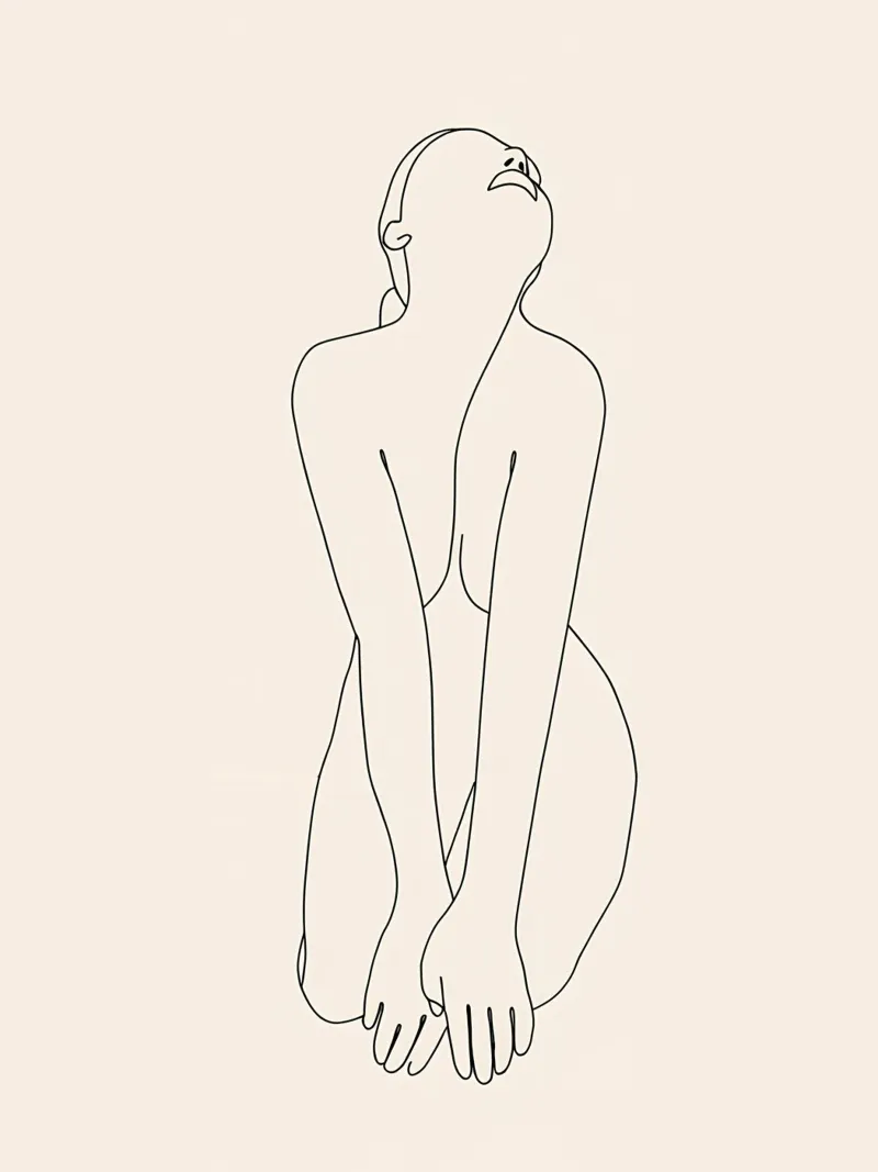 Frau Körper Minimalist Line Art Backlit Folie von Viv Line Art
