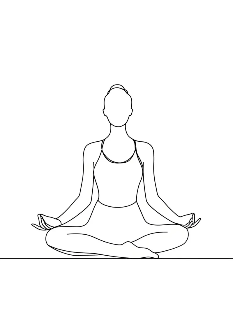 Yoga Donna Line Art minimalista poster con telaio in legno da Viv Line Art