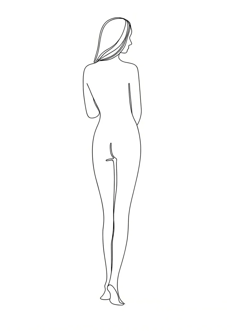 Frau Körper Minimalist Line Art Leinwand mit Schattenfugenrahmen von Viv Line Art