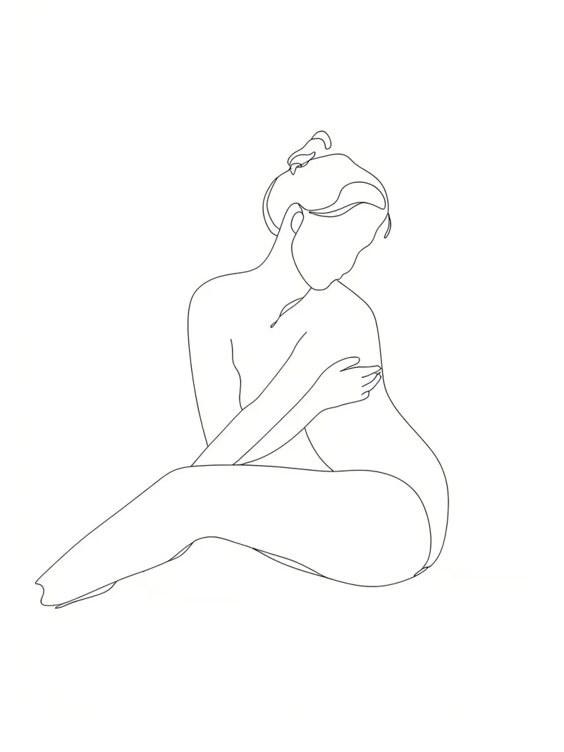 Linea d'arte minimalista del corpo della donna pellicola backlit da Viv Line Art