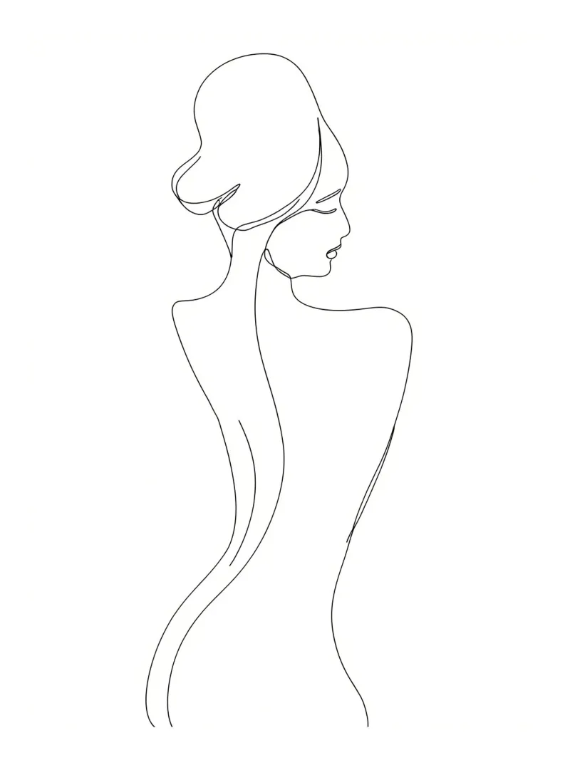 Frau Körper Minimalist Line Art Poster mit Aluminium Rahmen von Viv Line Art